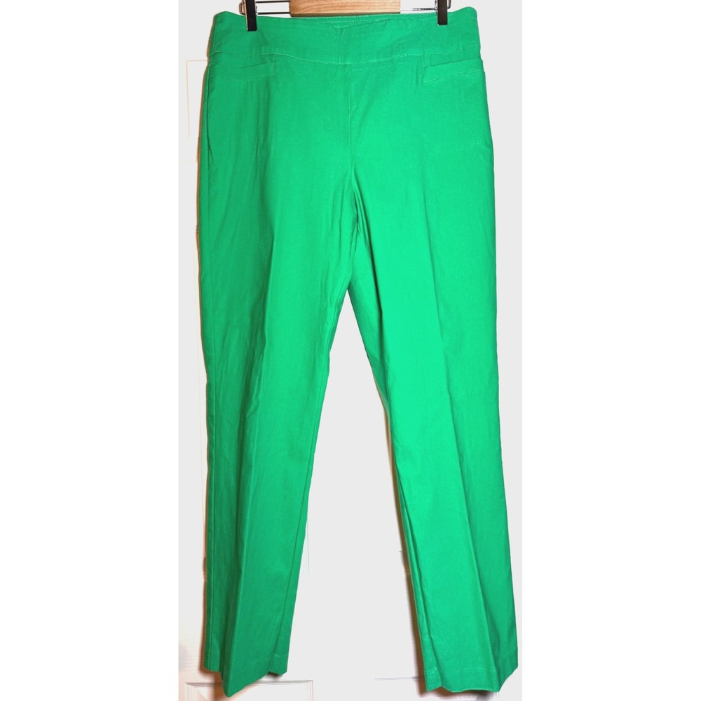 Kim Rogers Women's Tummy Control 14 Kelly Green Straight Leg Pants w/Pockets